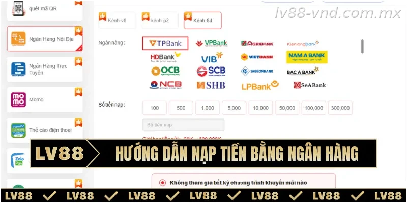 Các bước nạp tiền bằng chuyển khoản ngân hàng