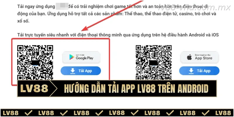 Cách tải app LV88 trên điện thoại Android