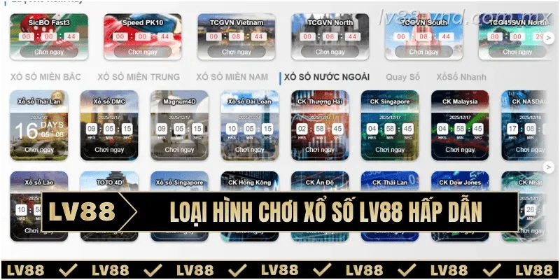 Loại hình chơi xổ số LV88 hấp dẫn