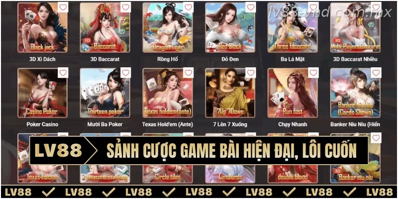 Sảnh cược game bài hiện đại, lôi cuốn